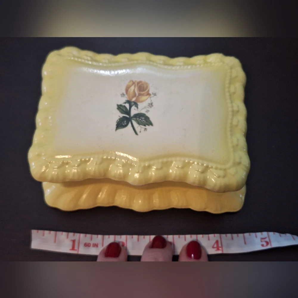 Antique Yellow Porcelain Trinket Dish